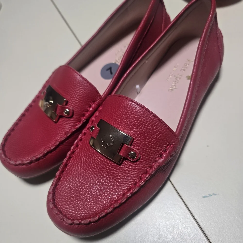 Kate Spade Red Leather Loafers - Picture 3 of 8